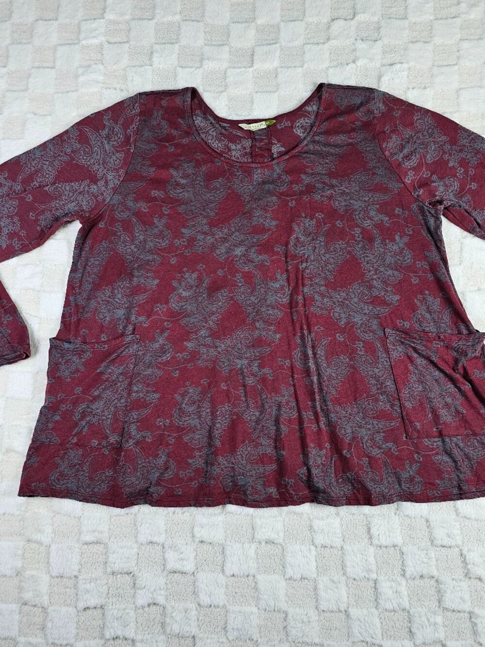 Chalet Vintage Women's Floral Long Sleeve Top with Pockets XL Made in USA